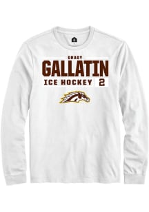 Grady Gallatin Rally Mens White Western Michigan Broncos NIL Stacked Box Tee