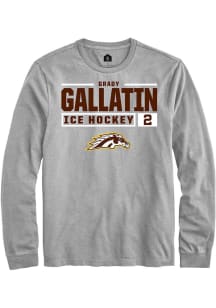 Grady Gallatin Rally Mens Grey Western Michigan Broncos NIL Stacked Box Tee