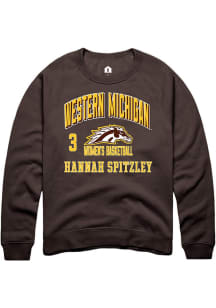 Hannah Spitzley Rally Mens Brown Western Michigan Broncos NIL Arch Logo Crew Sweatshirt