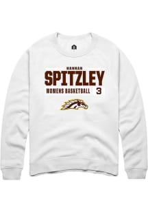 Hannah Spitzley Rally Mens White Western Michigan Broncos NIL Stacked Box Crew Sweatshirt