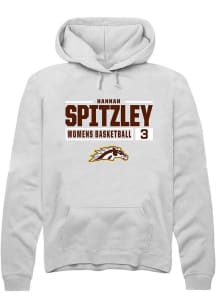 Hannah Spitzley Rally Mens White Western Michigan Broncos NIL Stacked Box Hooded Sweatshirt