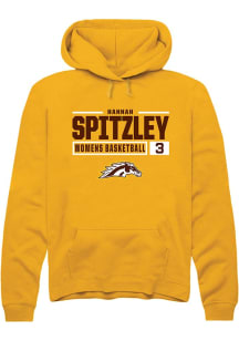 Hannah Spitzley Rally Mens Gold Western Michigan Broncos NIL Stacked Box Hooded Sweatshirt