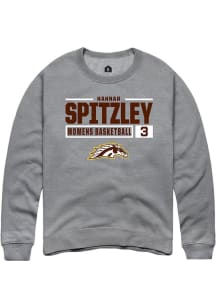 Hannah Spitzley Rally Mens Grey Western Michigan Broncos NIL Stacked Box Crew Sweatshirt