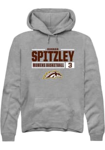 Hannah Spitzley Rally Mens Grey Western Michigan Broncos NIL Stacked Box Hooded Sweatshirt