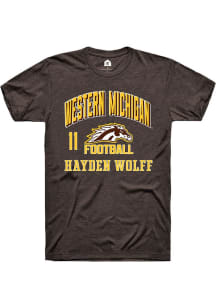 Hayden Wolff Brown Western Michigan Broncos NIL Arch Logo Short Sleeve T Shirt