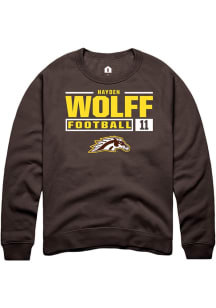 Hayden Wolff Rally Mens Brown Western Michigan Broncos NIL Stacked Box Crew Sweatshirt