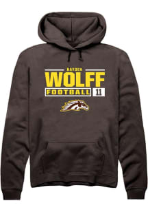 Hayden Wolff Rally Mens Brown Western Michigan Broncos NIL Stacked Box Hooded Sweatshirt