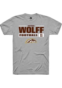 Hayden Wolff Grey Western Michigan Broncos NIL Stacked Box Short Sleeve T Shirt