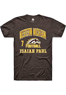 Isaiah Paul  Western Michigan Broncos Brown Rally Football NIL Arch Logo Short Sleeve T Shirt