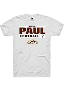Isaiah Paul  Western Michigan Broncos White Rally Football NIL Stacked Box Short Sleeve T Shirt
