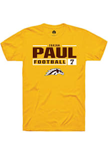 Isaiah Paul  Western Michigan Broncos Gold Rally Football NIL Stacked Box Short Sleeve T Shirt
