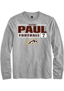 Isaiah Paul  Western Michigan Broncos Grey Rally Football NIL Stacked Box Long Sleeve T Shirt
