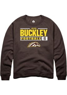 Jalen Buckley Rally Mens Brown Western Michigan Broncos NIL Stacked Box Crew Sweatshirt