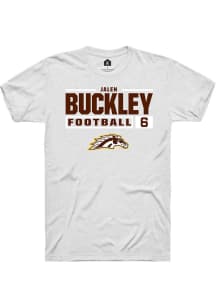 Jalen Buckley White Western Michigan Broncos NIL Stacked Box Short Sleeve T Shirt