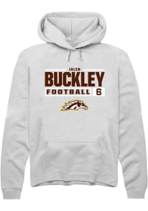 Jalen Buckley Rally Mens White Western Michigan Broncos NIL Stacked Box Hooded Sweatshirt