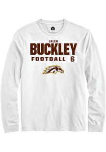 Jalen Buckley Rally Mens White Western Michigan Broncos NIL Stacked Box Tee