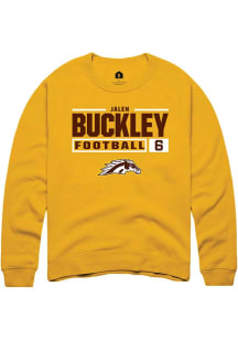 Jalen Buckley Rally Mens Gold Western Michigan Broncos NIL Stacked Box Crew Sweatshirt