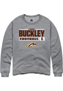 Jalen Buckley Rally Mens Grey Western Michigan Broncos NIL Stacked Box Crew Sweatshirt