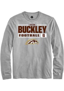 Jalen Buckley Rally Mens Grey Western Michigan Broncos NIL Stacked Box Tee