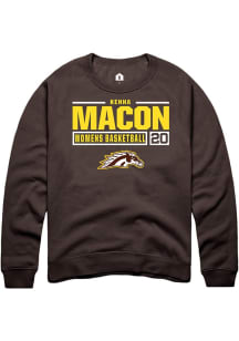 Kenna Macon Rally Mens Brown Western Michigan Broncos NIL Stacked Box Crew Sweatshirt