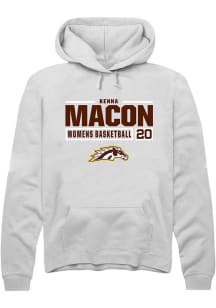 Kenna Macon Rally Mens White Western Michigan Broncos NIL Stacked Box Hooded Sweatshirt