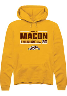 Kenna Macon Rally Mens Gold Western Michigan Broncos NIL Stacked Box Hooded Sweatshirt