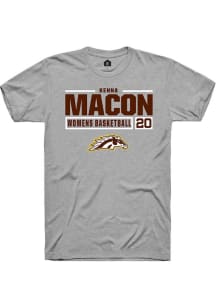 Kenna Macon Grey Western Michigan Broncos NIL Stacked Box Short Sleeve T Shirt