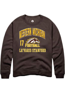 La'Varis Stanford Rally Mens Brown Western Michigan Broncos NIL Arch Logo Crew Sweatshirt