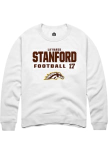 La'Varis Stanford Rally Mens White Western Michigan Broncos NIL Stacked Box Crew Sweatshirt