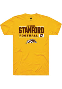 La'Varis Stanford Gold Western Michigan Broncos NIL Stacked Box Short Sleeve T Shirt