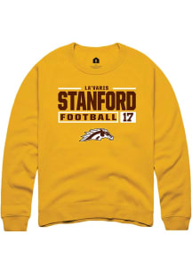 La'Varis Stanford Rally Mens Gold Western Michigan Broncos NIL Stacked Box Crew Sweatshirt