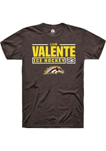 Liam Valente Brown Western Michigan Broncos NIL Stacked Box Short Sleeve T Shirt