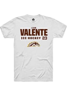 Liam Valente White Western Michigan Broncos NIL Stacked Box Short Sleeve T Shirt