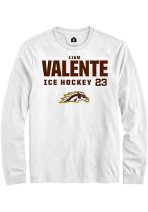 Liam Valente Rally Mens White Western Michigan Broncos NIL Stacked Box Tee