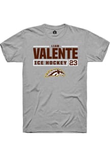 Liam Valente Grey Western Michigan Broncos NIL Stacked Box Short Sleeve T Shirt