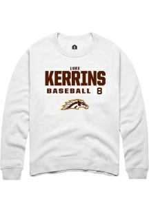 Luke Kerrins Rally Mens White Western Michigan Broncos NIL Stacked Box Crew Sweatshirt