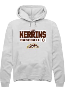 Luke Kerrins Rally Mens White Western Michigan Broncos NIL Stacked Box Hooded Sweatshirt