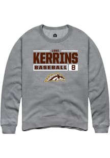 Luke Kerrins Rally Mens Grey Western Michigan Broncos NIL Stacked Box Crew Sweatshirt