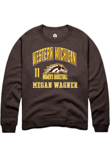 Megan Wagner Rally Mens Brown Western Michigan Broncos NIL Arch Logo Crew Sweatshirt