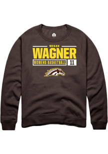 Megan Wagner Rally Mens Brown Western Michigan Broncos NIL Stacked Box Crew Sweatshirt