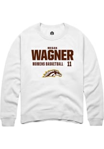 Megan Wagner Rally Mens White Western Michigan Broncos NIL Stacked Box Crew Sweatshirt