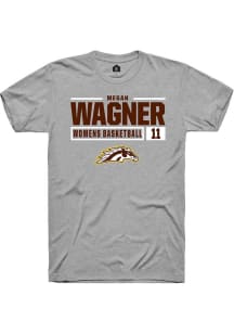 Megan Wagner Grey Western Michigan Broncos NIL Stacked Box Short Sleeve T Shirt