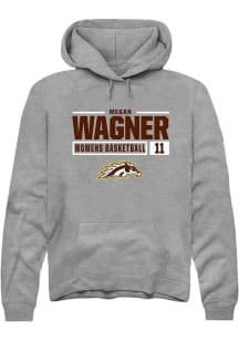 Megan Wagner Rally Mens Grey Western Michigan Broncos NIL Stacked Box Hooded Sweatshirt