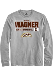 Megan Wagner Rally Mens Grey Western Michigan Broncos NIL Stacked Box Tee