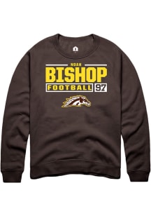 Noah Bishop Rally Mens Brown Western Michigan Broncos NIL Stacked Box Crew Sweatshirt