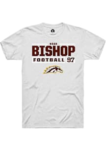 Noah Bishop  Western Michigan Broncos White Rally Football NIL Stacked Box Short Sleeve T Shirt