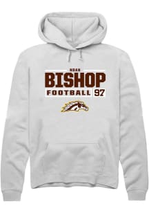 Noah Bishop Rally Mens White Western Michigan Broncos NIL Stacked Box Hooded Sweatshirt