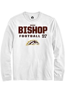 Noah Bishop  Western Michigan Broncos White Rally Football NIL Stacked Box Long Sleeve T Shirt