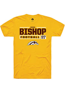 Noah Bishop  Western Michigan Broncos Gold Rally Football NIL Stacked Box Short Sleeve T Shirt