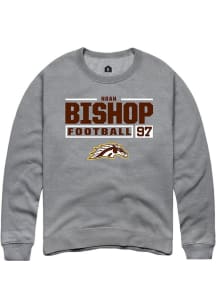 Noah Bishop Rally Mens Grey Western Michigan Broncos NIL Stacked Box Crew Sweatshirt